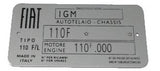 TARGHETTA ALLUMINIO IDENTIFICATIVA FIAT 500 L