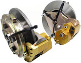 KIT FRENI A DISCO ANTERIORI ALTA QUALITA MADE IN ITALY SPECIFICI PER FIAT 500 PINZE IN ALLUMINIO ANODIZZATO COLORE DORATO NUOVA PRODUZIONE / RICAVATE DAL PIENO