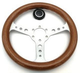 VOLANTE STERZO SPORTIVO VINTAGE IN MOGANO CON PULSANTE CLACSON DIAM. 350 FIAT 500