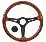 Volante sportivo in mogano con razze nere mod. Prestige Ø 370 Fiat 500-126-600-Bianchina-Panda