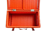 VALIGIA VINTAGE ARANCIONE CON CINGHIE IN PELLE PER PORTAPACCHI POSTERIORE FIAT 500