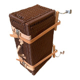 KIT PORTAPACCHI POSTERIORE CON BACCHETTE IN LEGNO E VALIGIA VINTAGE CON CINGHIE IN PELLE FIAT 500